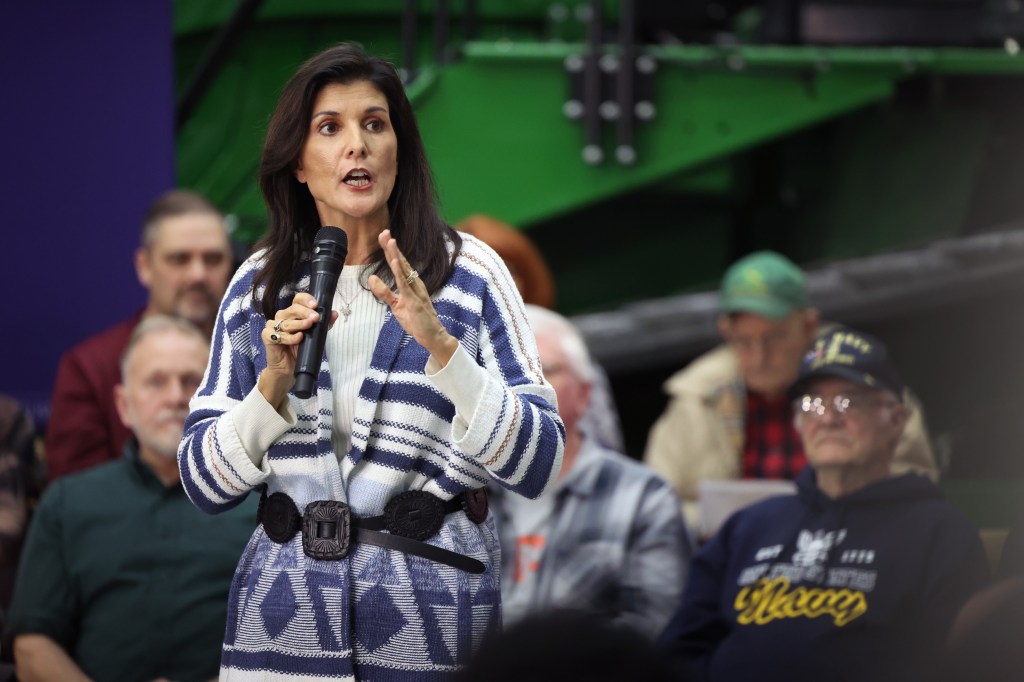 Republican presidential candidate and former UN Ambassador Nikki Haley holds a town hall meeting on March 09, 2023 in Nevada, Iowa. 