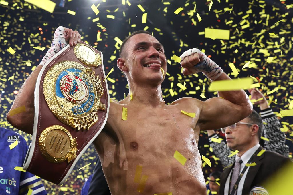 Tim Tszyu celebrates after defeating Tony Harrison on March 11.