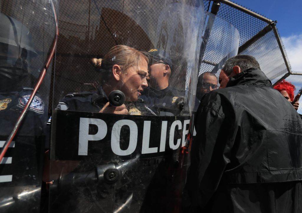 a protest by migrants at the Paso del Norte International Bridge