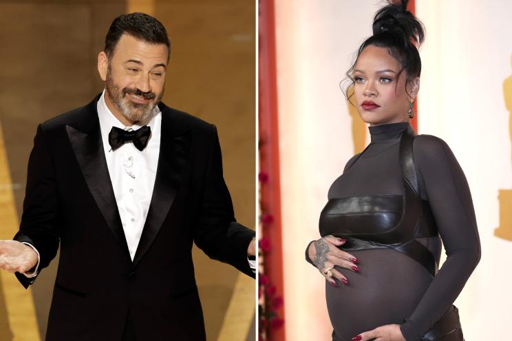 Jimmy Kimmel and Rihanna at the Oscars