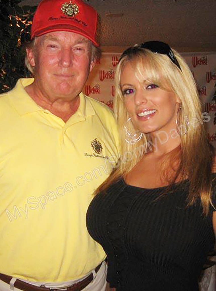 Donald Trump with porn actress Stephanie Clifford, whose stage name is Stormy Daniels.