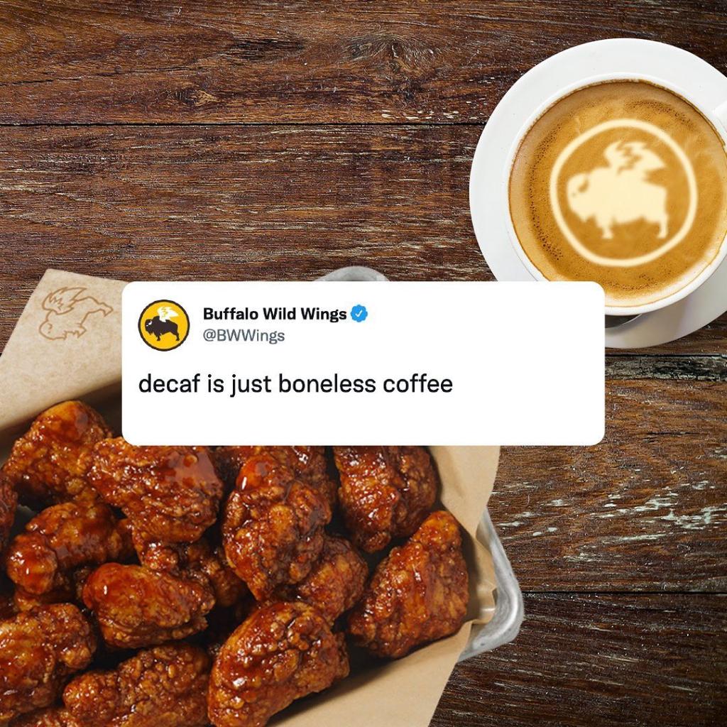 A Tweet advertising Buffalo Wild Wings' boneless wings.