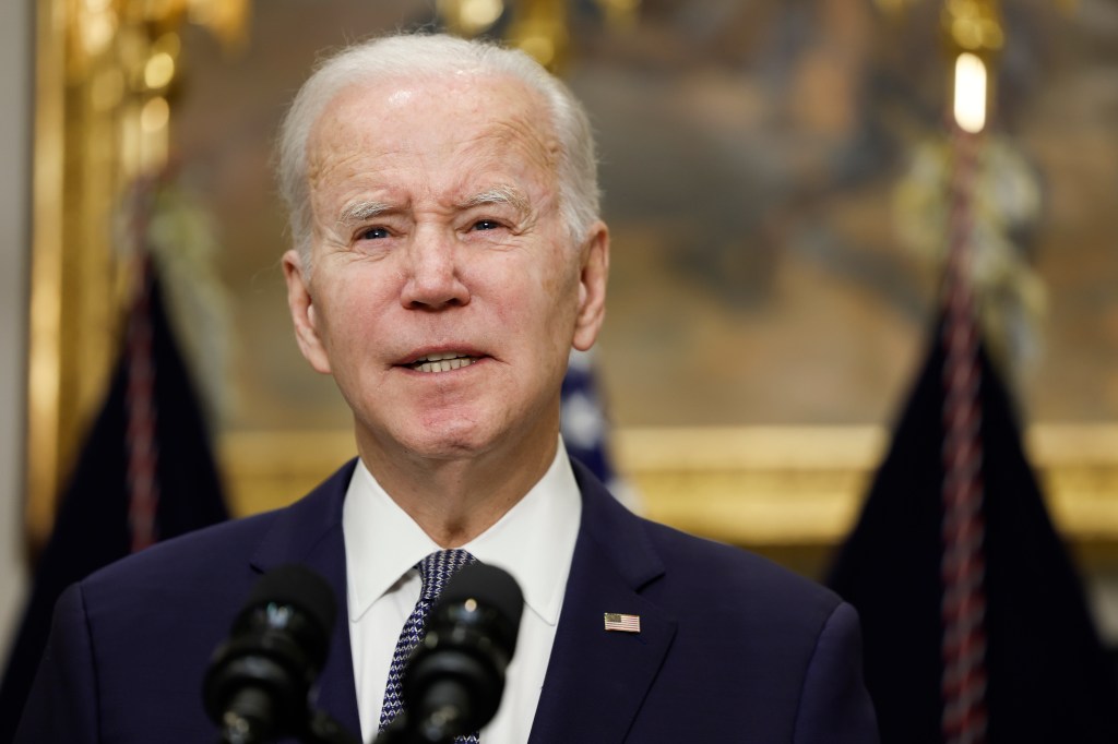 U.S. President Joe Biden speaks about the banking system in the Roosevelt Room of the White House on March 13, 2023 in Washington, DC. President Biden gave an update regarding the collapse of Silicon Valley Bank in California and how his administration is handling the ripple effects. 