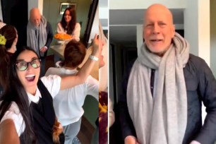 Bruce Willis celebrates his 68th birthday with his family.