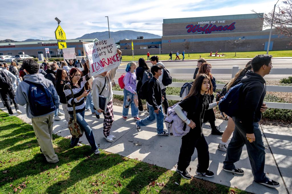 Protestors in the district.