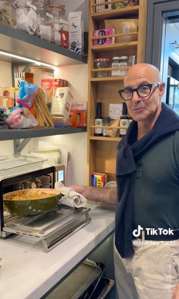 Stanley Tucci showed off his breakfast pasta recipe in a new video on TikTok this week.