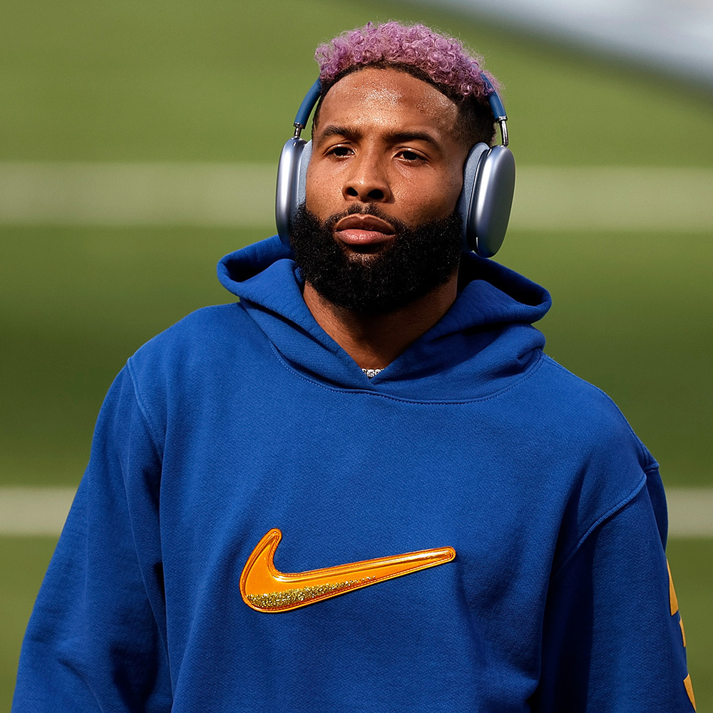 Odell Beckham Jr. warms up during Super Bowl LVI at SoFi Stadium on Feb. 13, 2022 in Inglewood, California.  