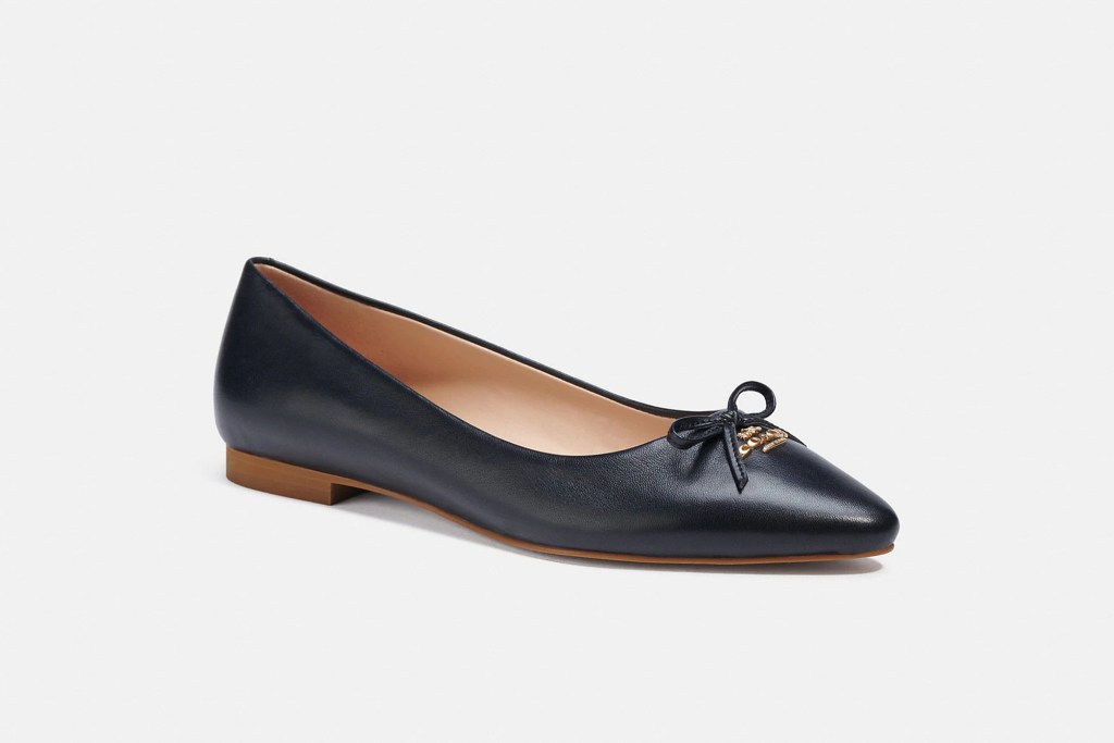 black pointed toe ballet flat