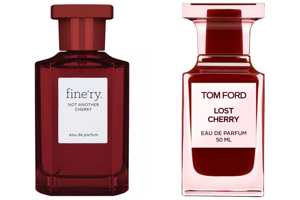 A side by side of red perfumes