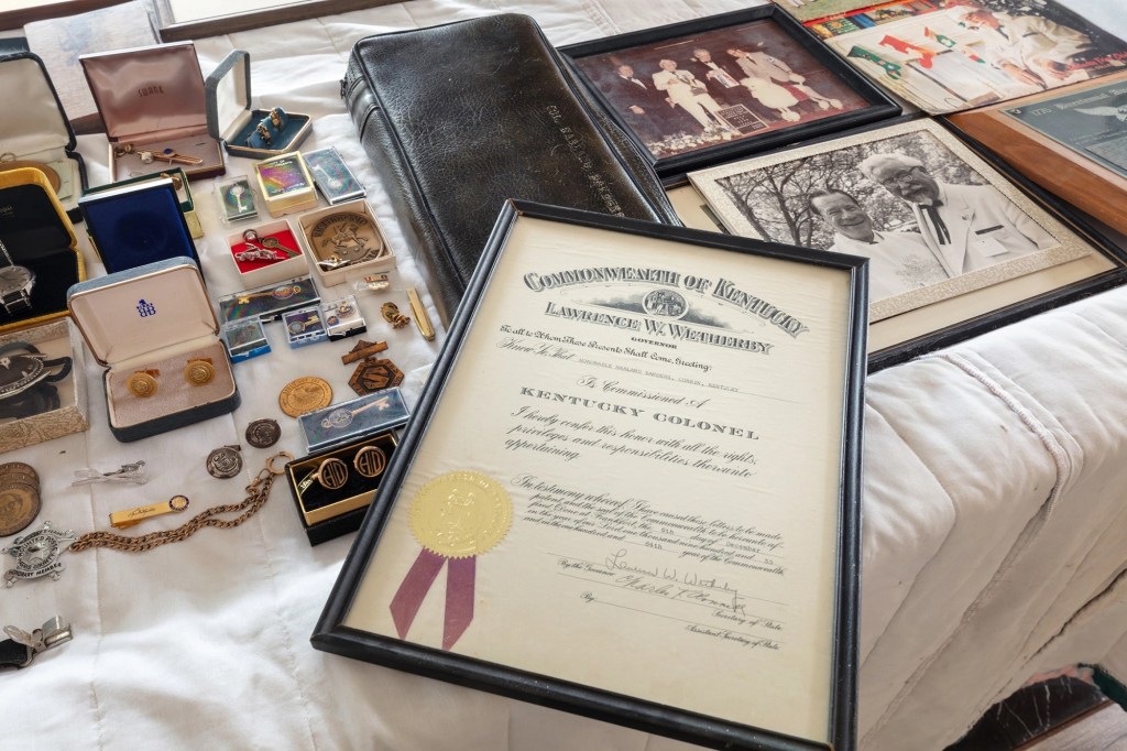 photos and memorabilia belonging to Col. Sanders.