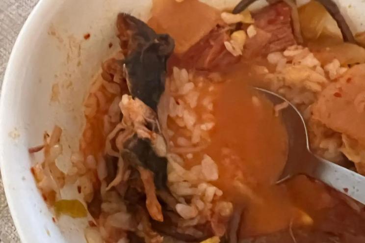 Stop if you're squeamish: A photo shared by Lucero-Lee appears to show a rat floating in soup.