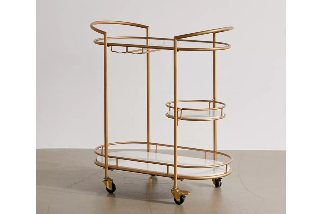 gold and marble bar cart