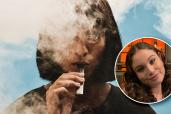 A collage of a girl vaping and a picture of Zohara Weiner