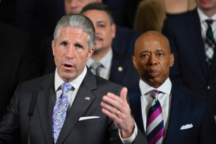 PBA President Pat Lynch and NYC Mayor Eric Adams.