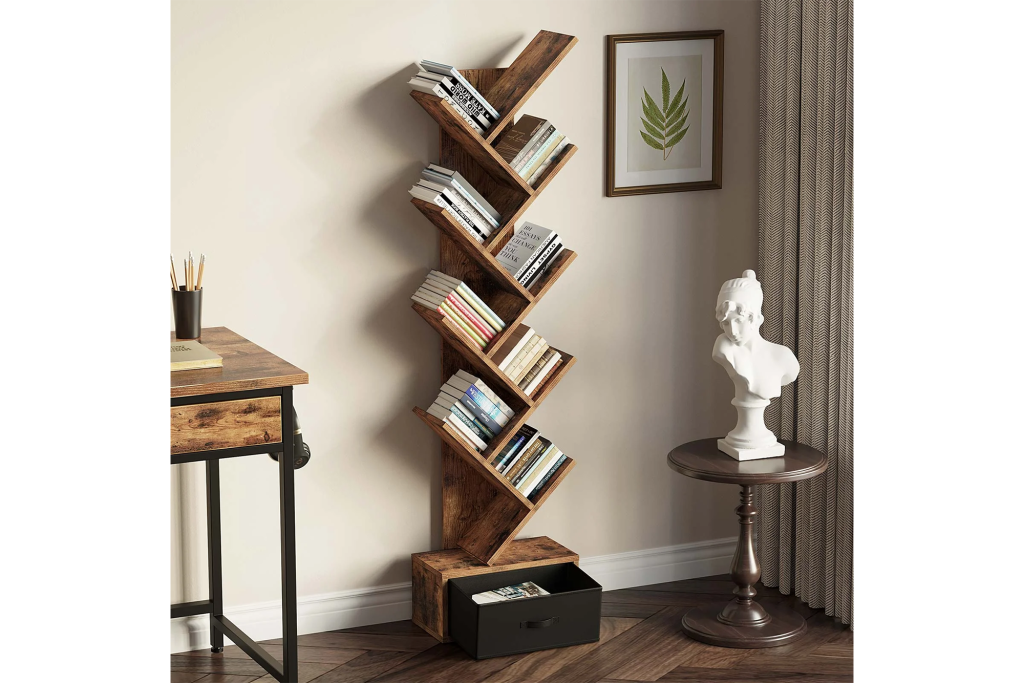Millwood Pines Geometric Bookcase with Bins