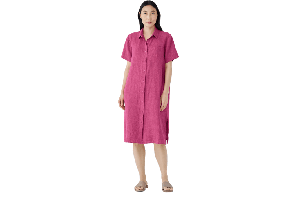 Eileen Fisher Washed Organic Linen Délavé Shirtdress