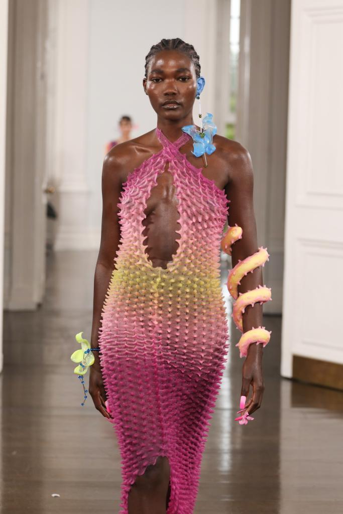 A model walks the runway at Chet Lo show during Fashion East at London Fashion Week September 2021