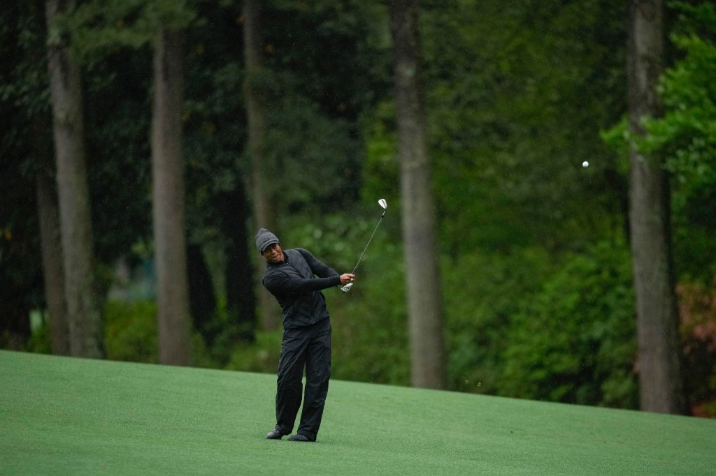 Tiger Woods chips on the 13th hole at The Masters on April 8.