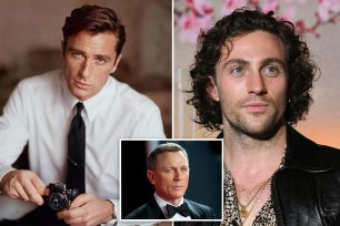 On left, AI produced image of handsome man, on right is Taylor-Johnson, bottom image is of Daniel Craig