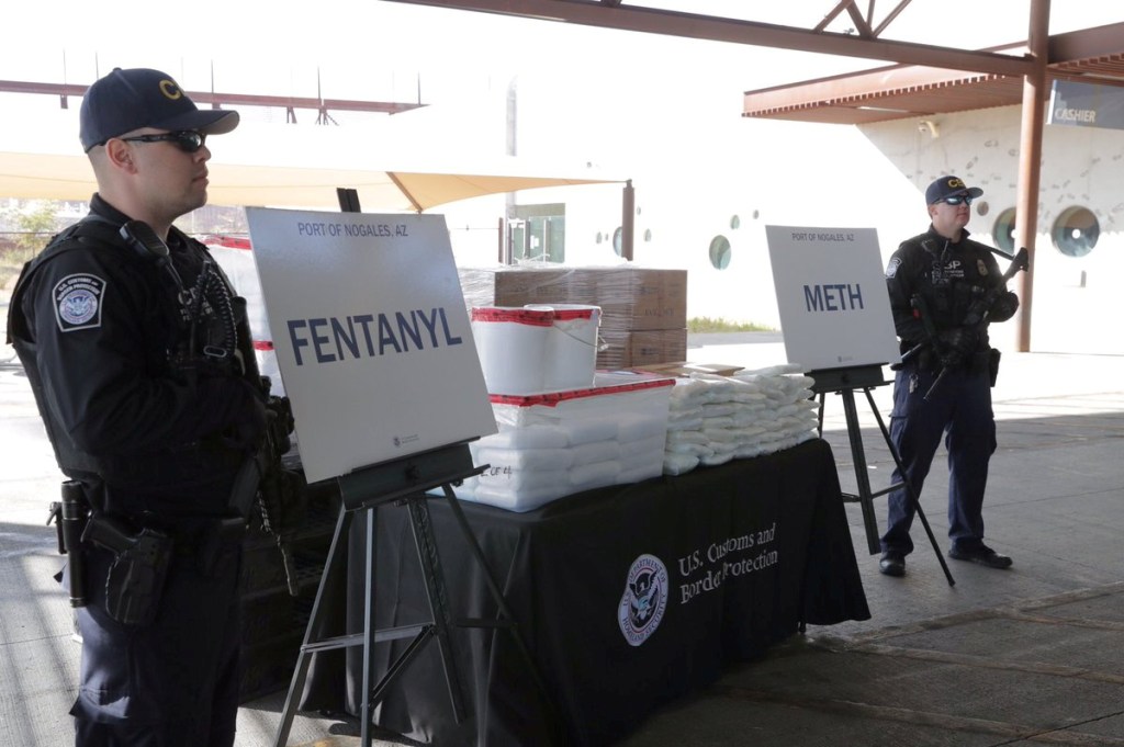 Packets of fentanyl mostly in powder form and methamphetamine.