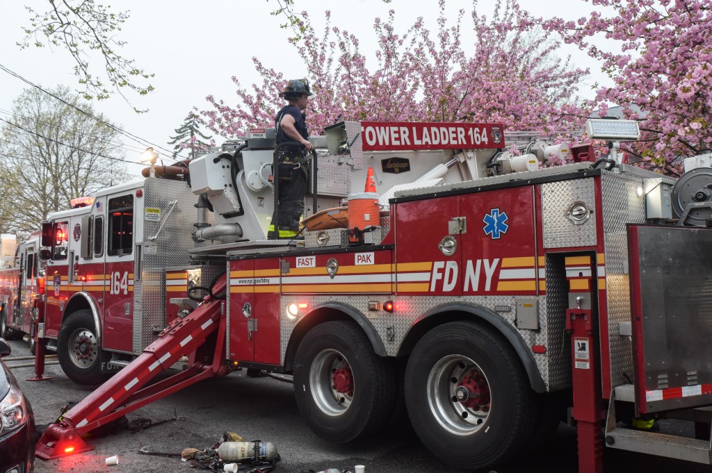 An FDNY truck at the scene. 