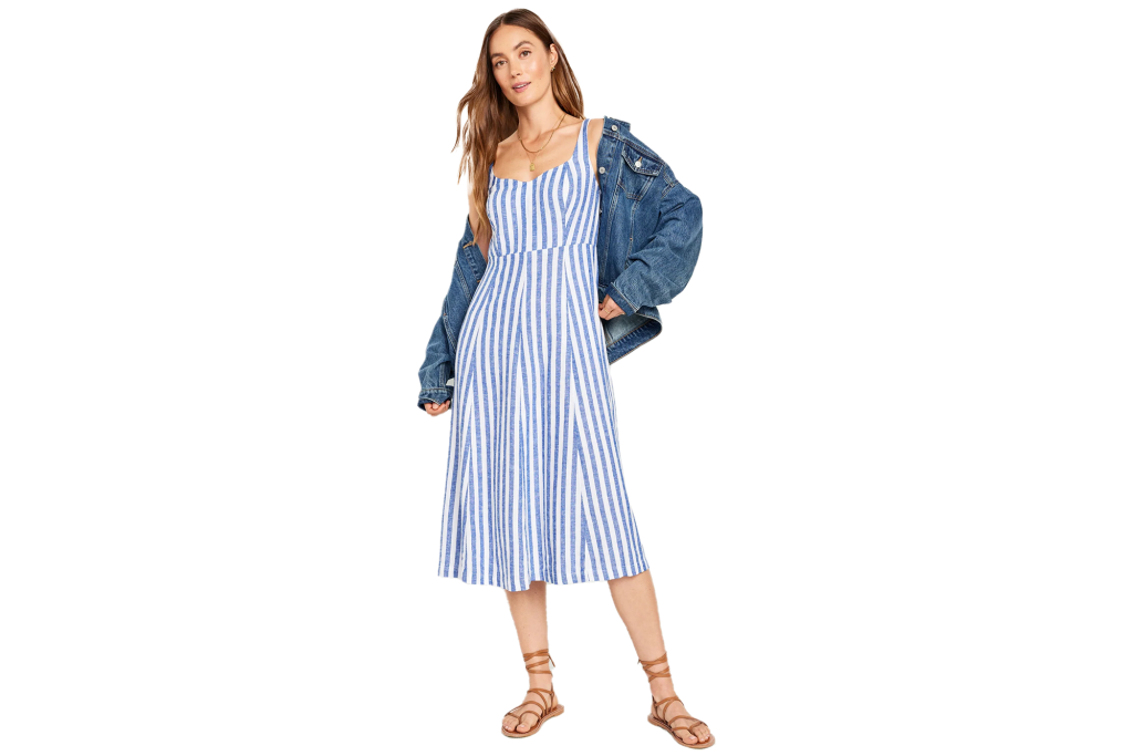 Old Navy Fit & Flare Linen-Blend Midi Dress