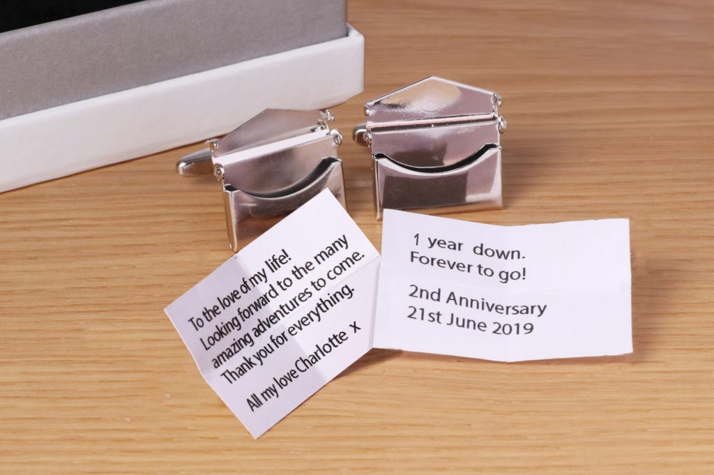 silver cufflinks with personalized messages