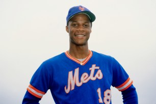 New York Mets rookie outfielder Darryl Strawberry smiles.