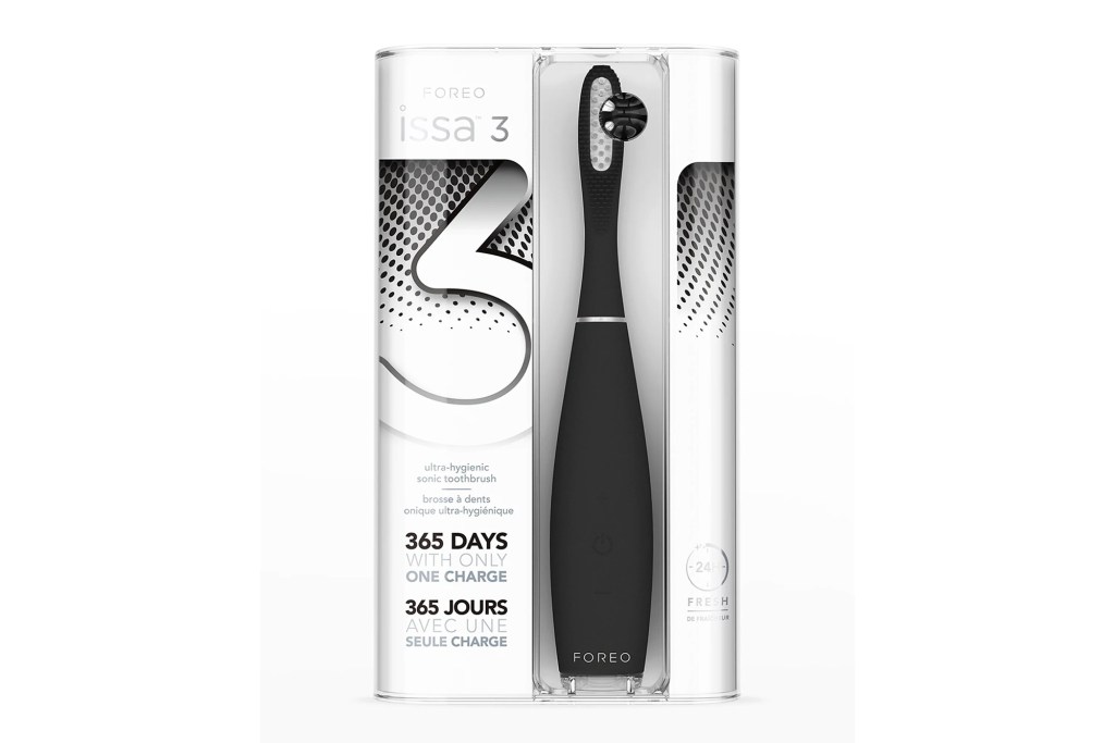 black electric toothbrush in white box