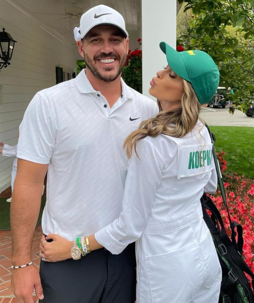 Brooks Koepka and Jena Sims at the 2022 Masters