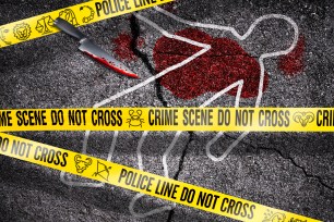 chalk drawing on the street after a murder