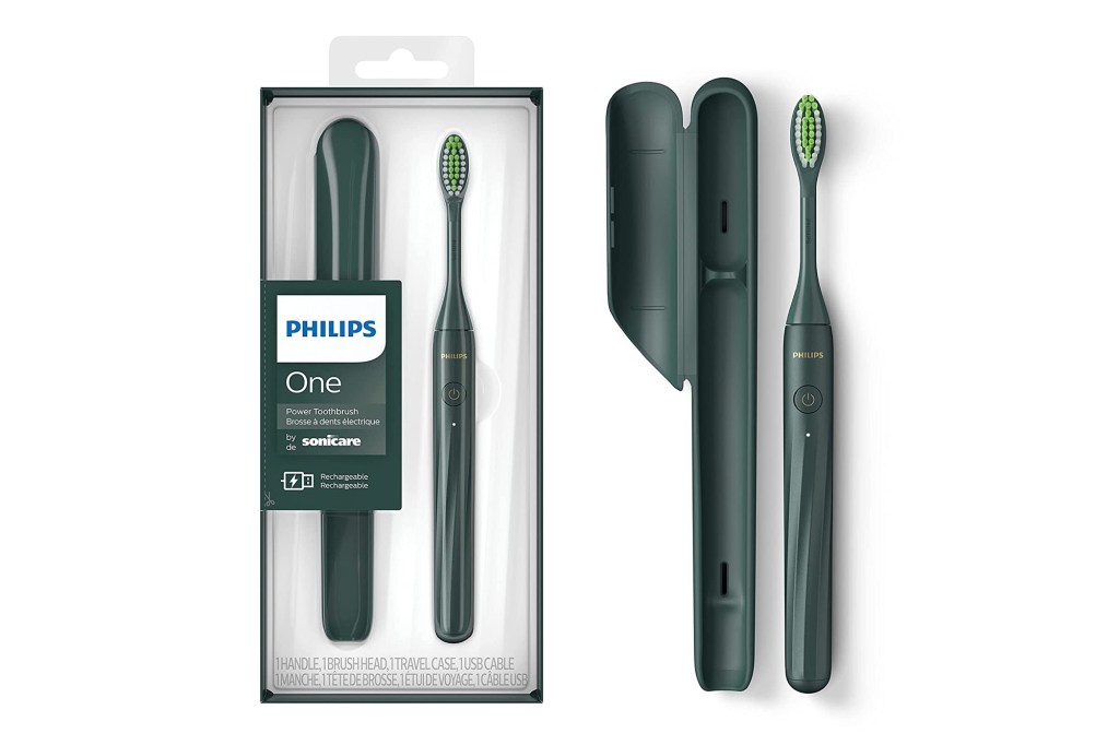 dark green electric toothbrush