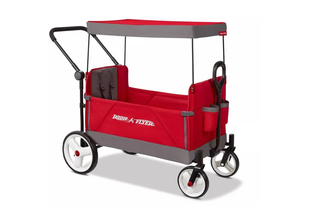 A red and grey baby wagon