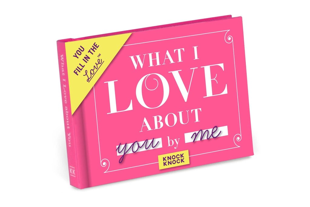 pink book that reads "What I Love About You"
