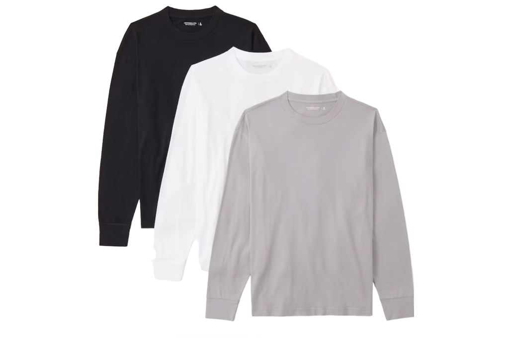 Abercrombie 3-Pack Essential Long-Sleeve Tee