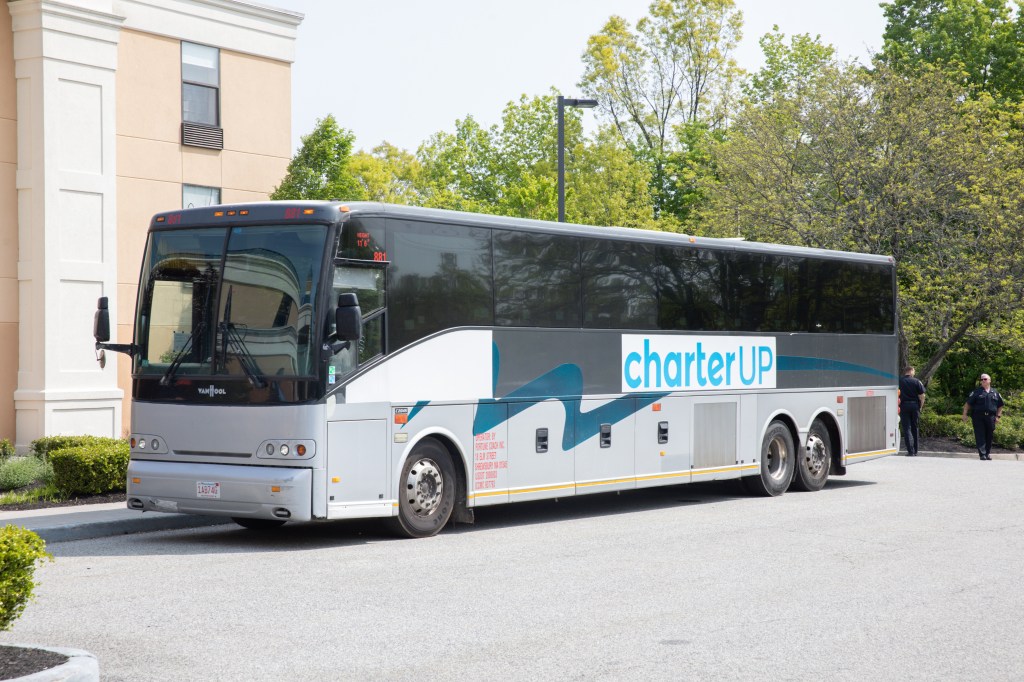 Migrants arrive from NYC  to The Crossroads Hotel in Newburgh.