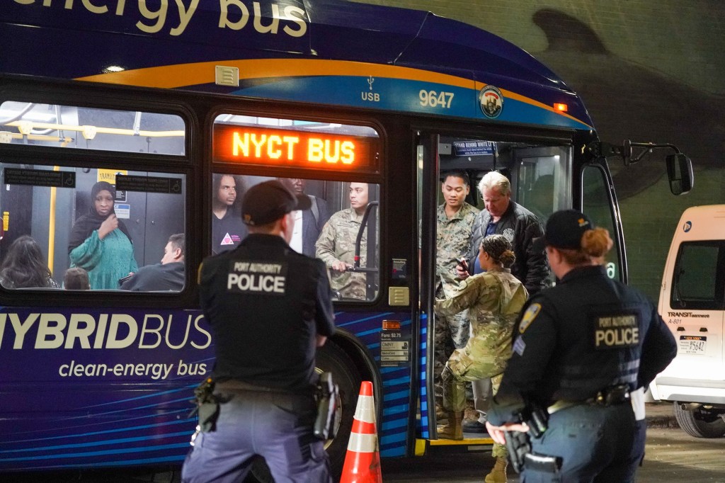 N.Y.C.T. bus, moments before departure from the Port Authority Bus Terminal, NYC,  transporting recently arrived migrants from Texas to a shelter in NYC.