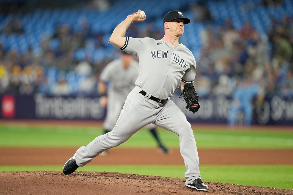 Yankees reliever Ian Hamilton pitches during the fourth inning against the Blue Jays on May 16, 2023.