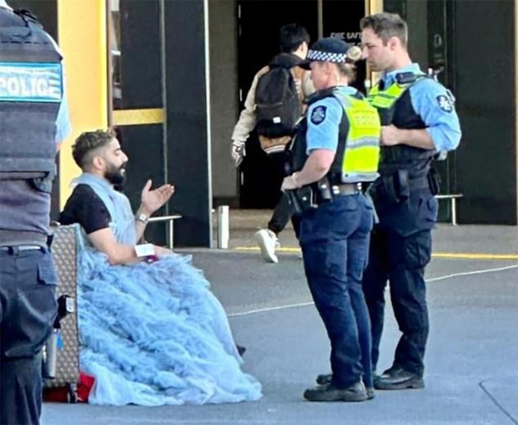 Todorovic and their mother were picturted outside of the terminal accompanied by AFP staff.