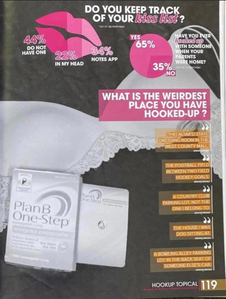 Survey asked students what the weirdest place they've hooked up is