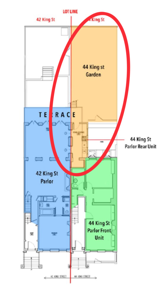 blueprint of disputed space on king street