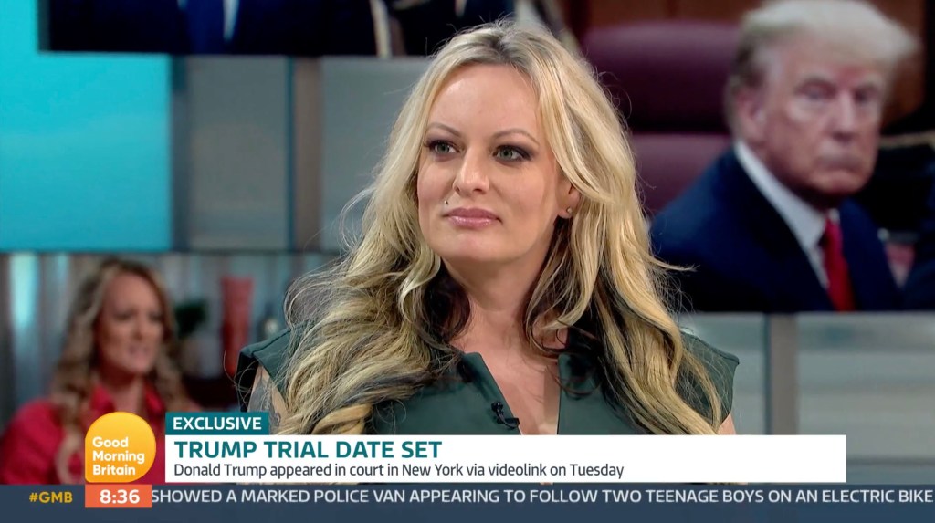 Screenshot of Stormy Daniels on "Good Morning Britain" on Wednesday.
