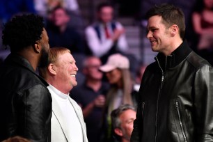 Tom Brady and Mark Davis talk at UFC 246 on Jan. 18, 2020.