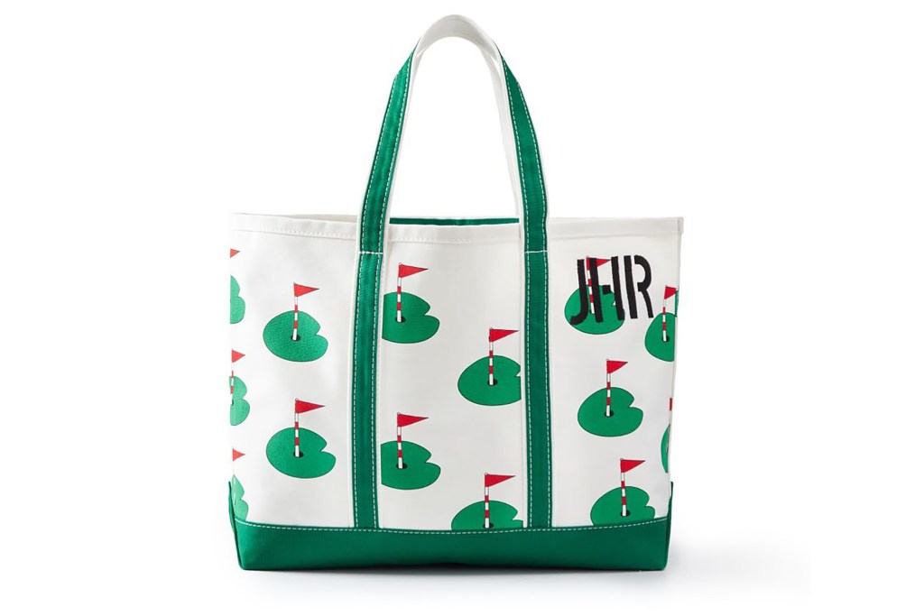 A canvas tote with golf flags 