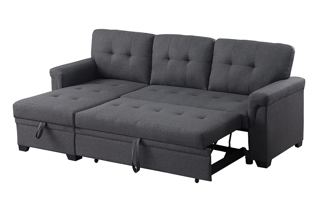 Lilola Home Linen Reversible Sleeper Sectional Sofa with Storage Chaise