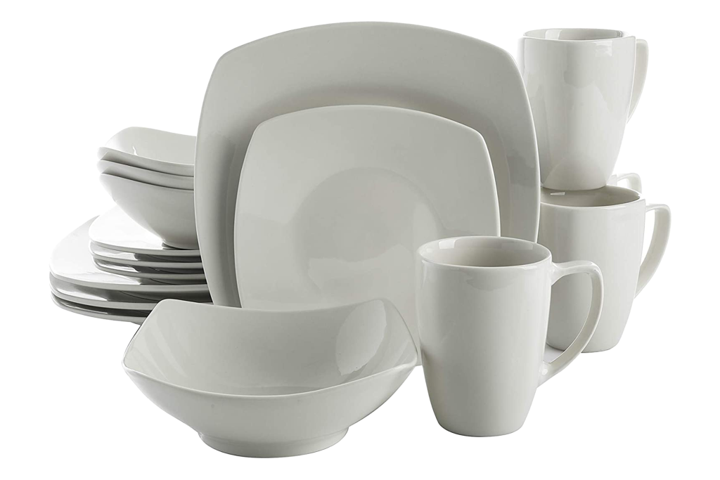 Gibson Home Zen Buffet 16-Piece Porcelain Square Dinnerware Set
