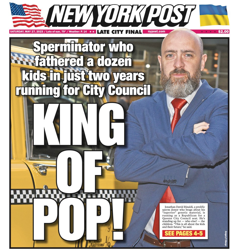 Rinaldi was on the cover of the New York Post on May 27, 2023.
