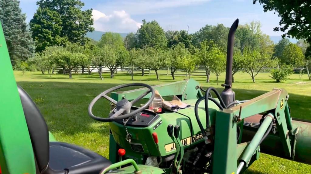 The actor also posted another picture of his farm while on a lawnmower. 