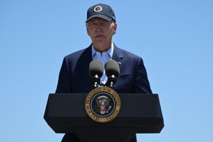 Joe Biden delivers remarks on in California. 