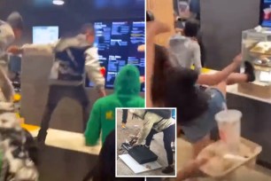 The wild scene happened at a Los Angeles McDonald's